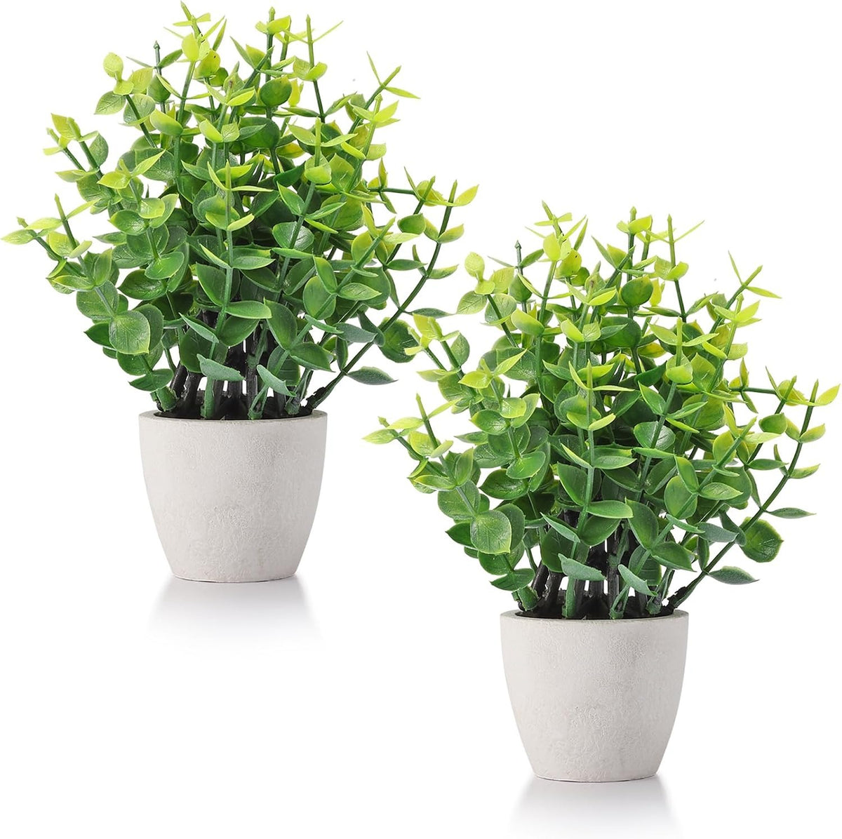 Mini Fake Plants, Set of 2 or 4 | Small Faux Potted Greenery for Bathroom & Desk Decor