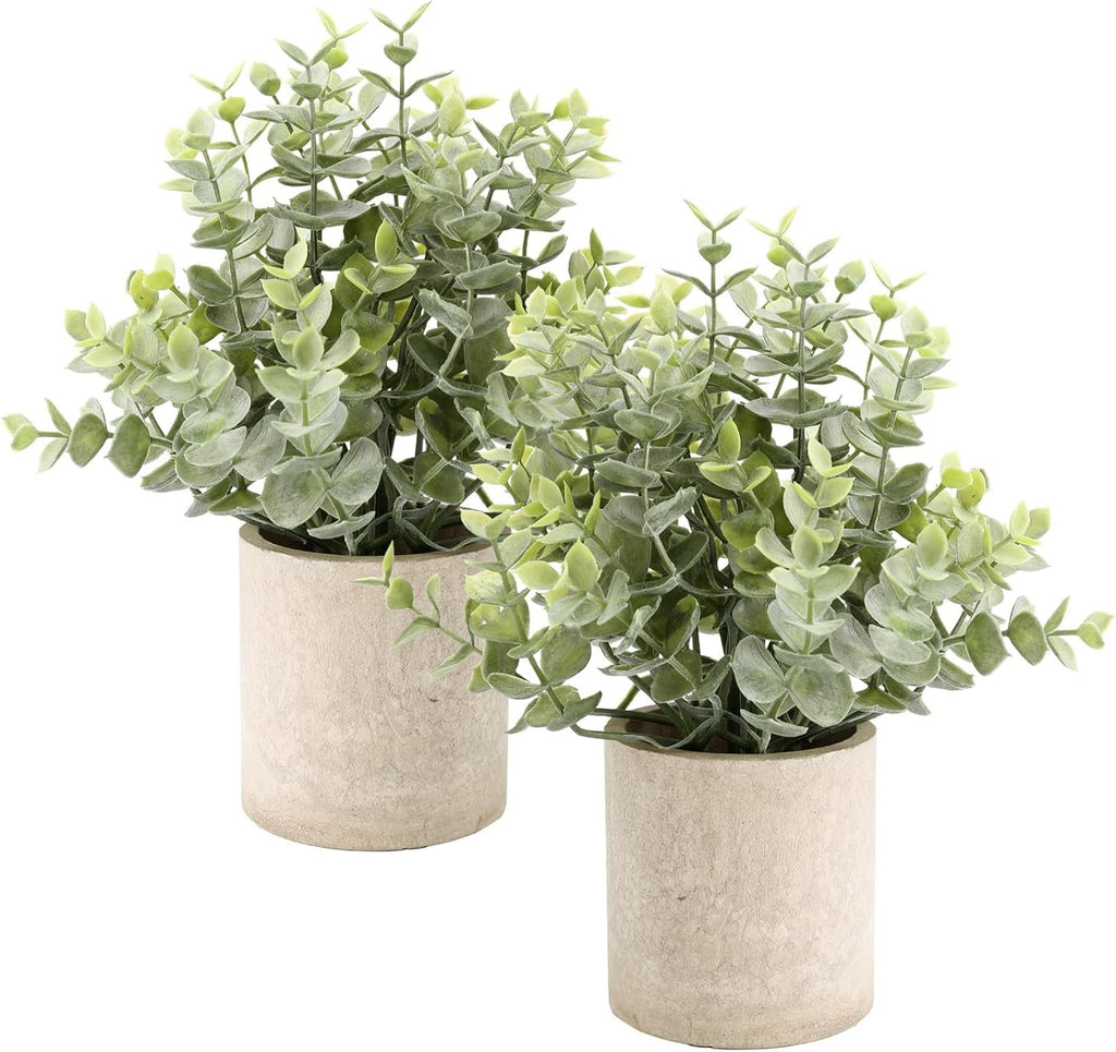Small Fake Plants, Set of 4 | 10" Faux Potted Indoor Plants for Home & Office Decor