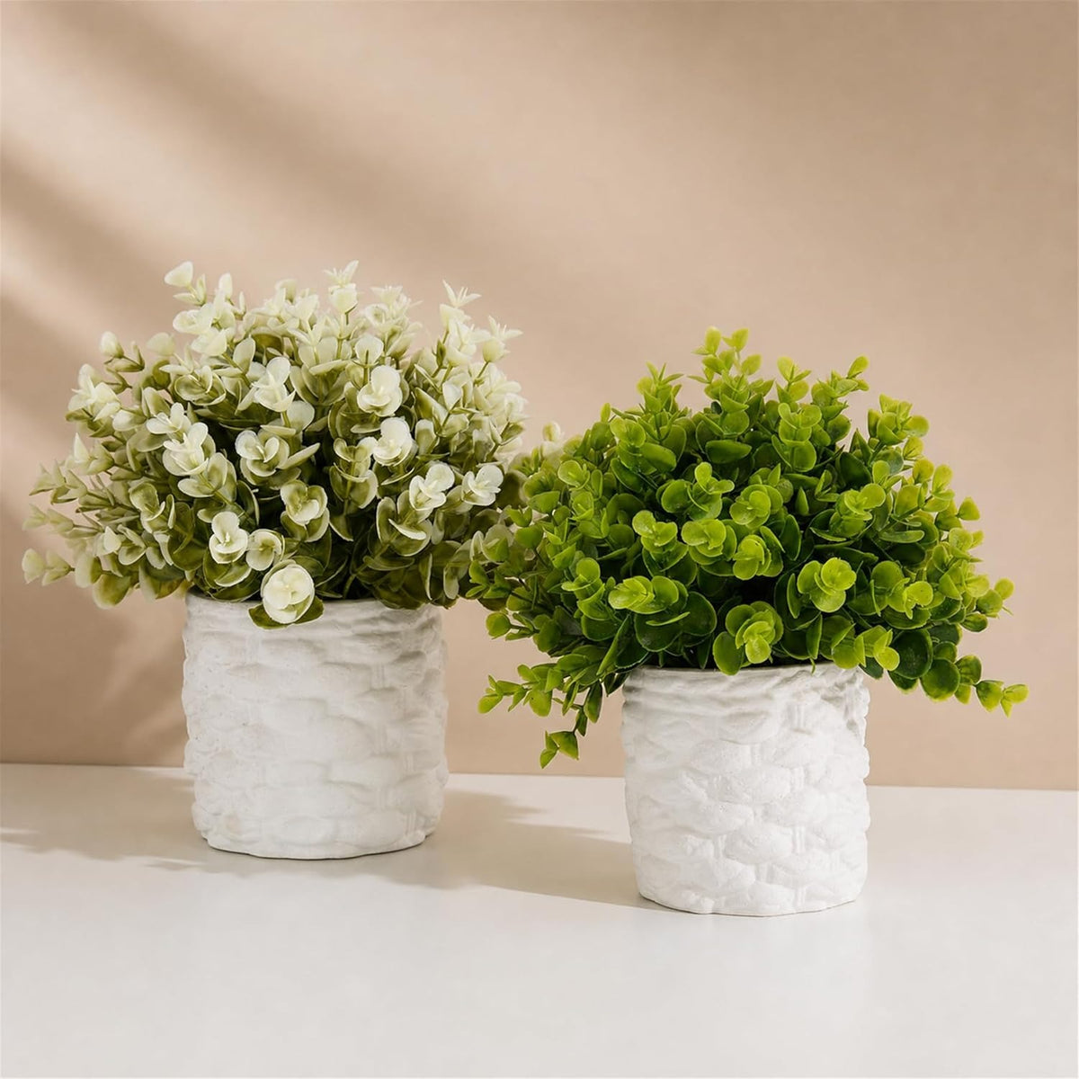 Small Fake Plants, Set of 4 | 10" Faux Potted Indoor Plants for Home & Office Decor
