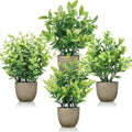 Mini Fake Plants, Set of 4 | Faux Potted Indoor Plants for Bathroom & Shelf Decor