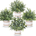Sage Green Faux Plants, Set of 4 | Mini Potted Indoor Plants for Farmhouse Decor