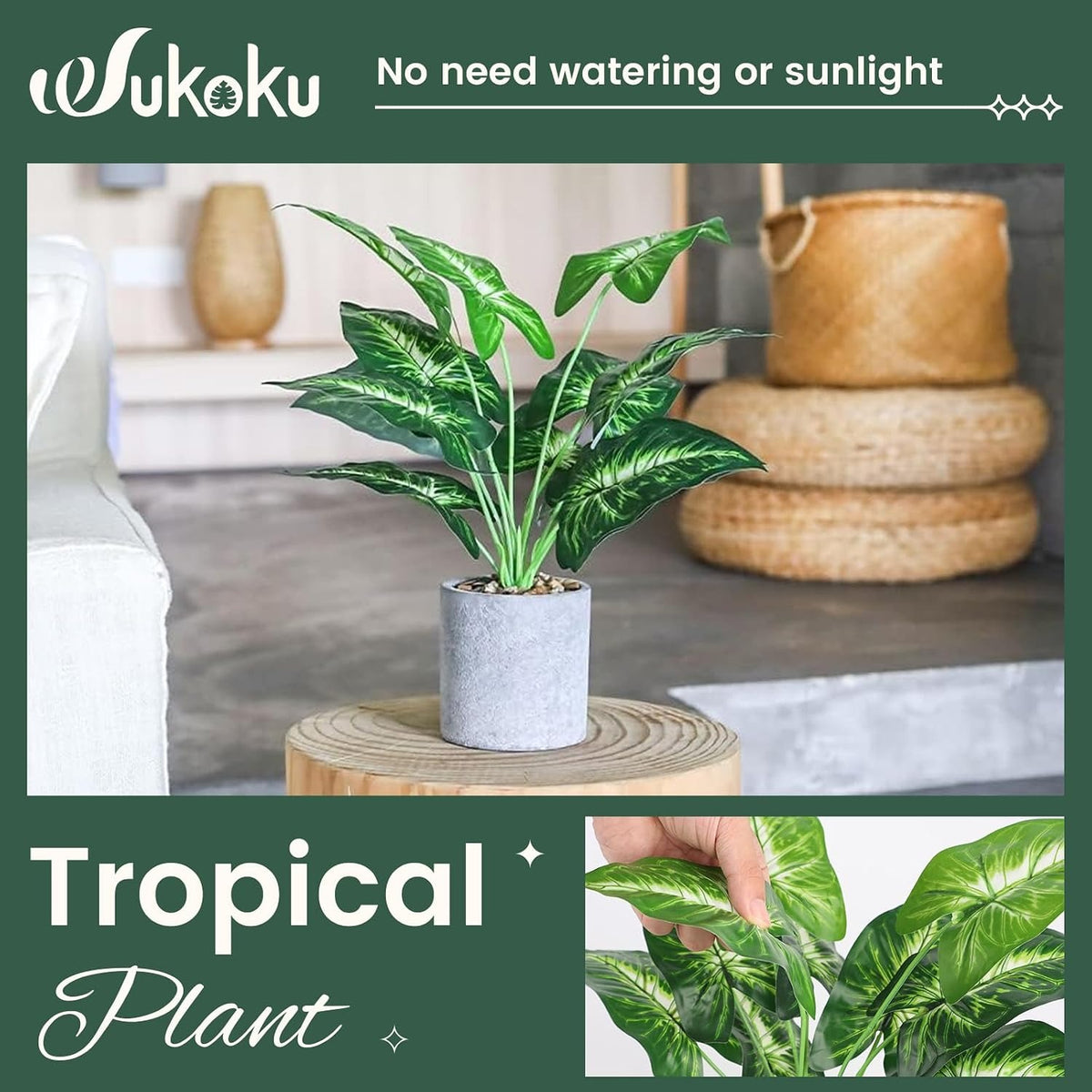16" Sage Green Faux Plant | Small Artificial Plant for Office & Shelf Decor