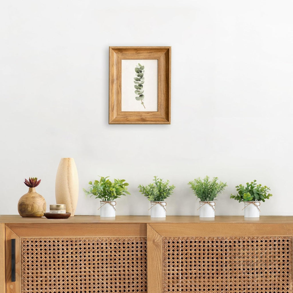 Small Fake Plants in Galvanized Pots, Set of 4 | Rustic Farmhouse Indoor Decor