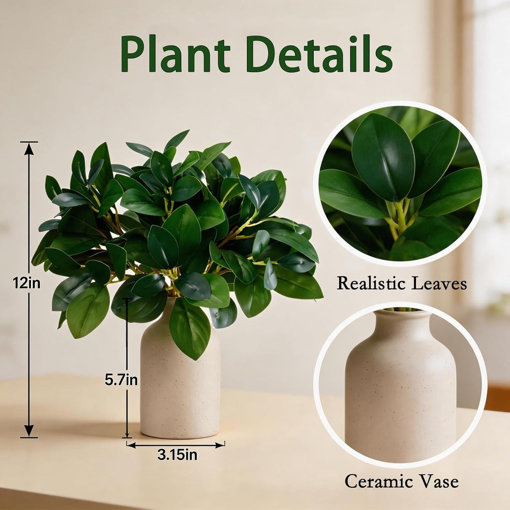 12" Artificial Eucalyptus Plant in Ceramic Vase – Small Faux Greenery for Desk, Shelf & Home Decor