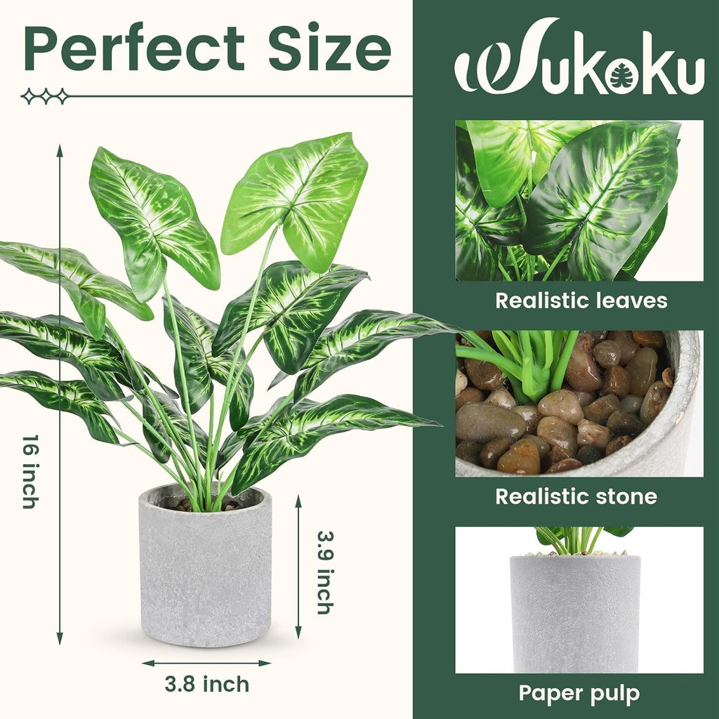 16" Sage Green Faux Plant | Small Artificial Plant for Office & Shelf Decor