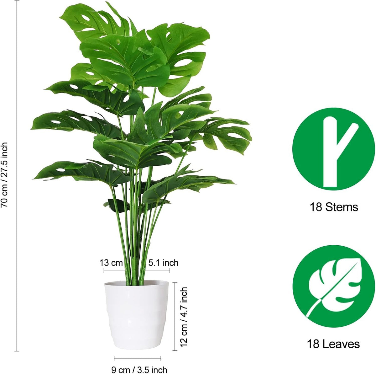 Faux Monstera Deliciosa Plants in Pots, Set of 2 | Tropical Indoor Decor