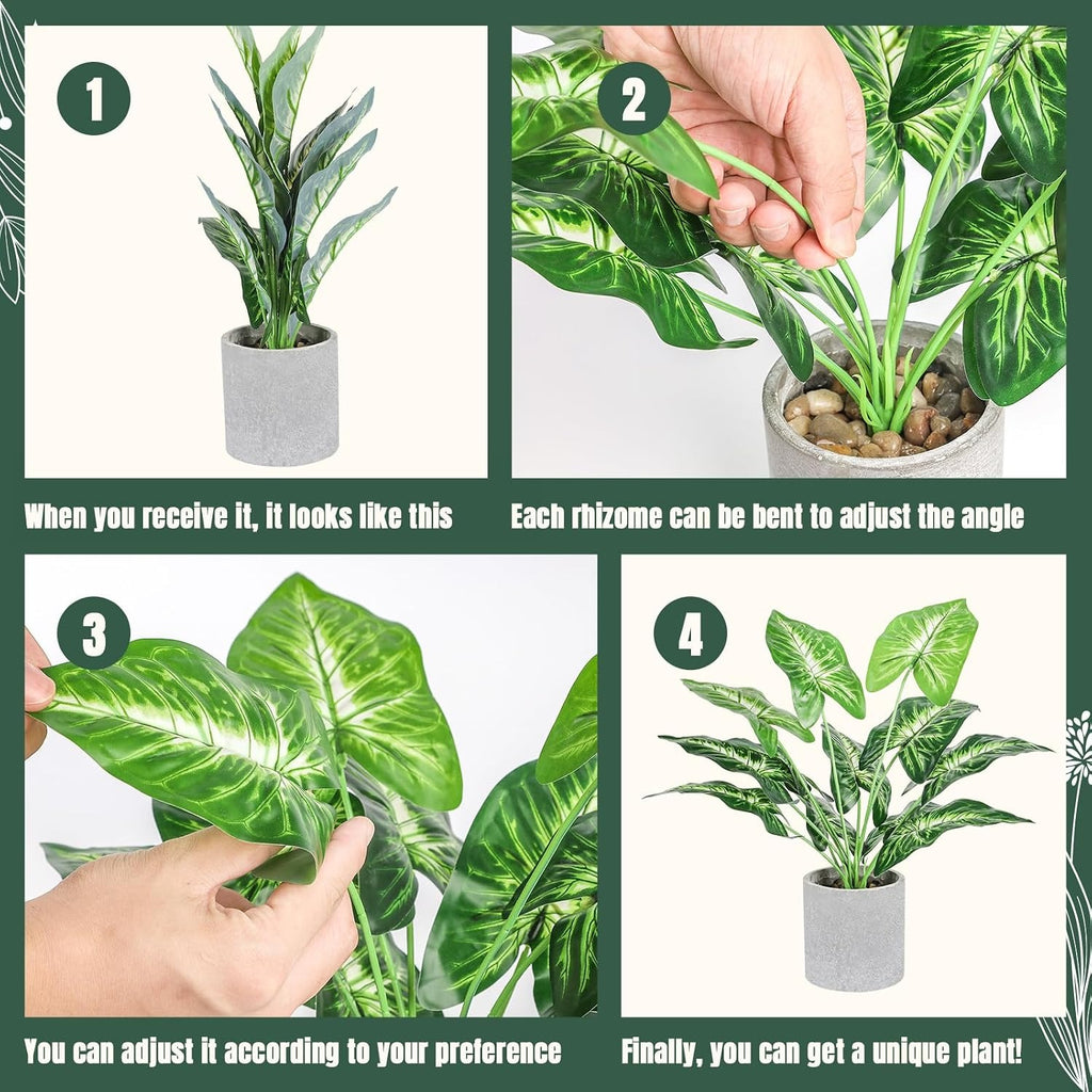 16" Sage Green Faux Plant | Small Artificial Plant for Office & Shelf Decor