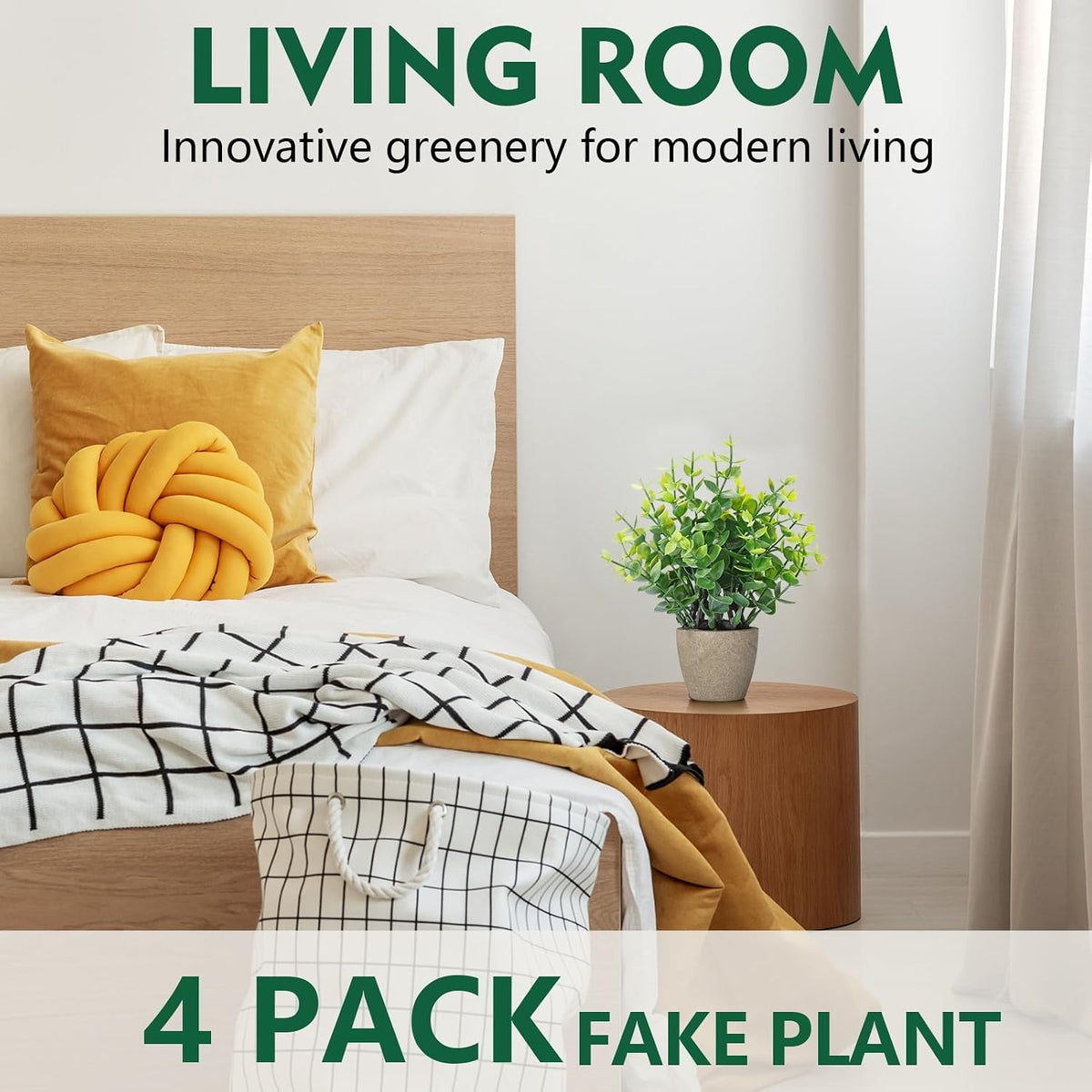 Mini Fake Plants, Set of 2 or 4 | Small Faux Potted Greenery for Bathroom & Desk Decor