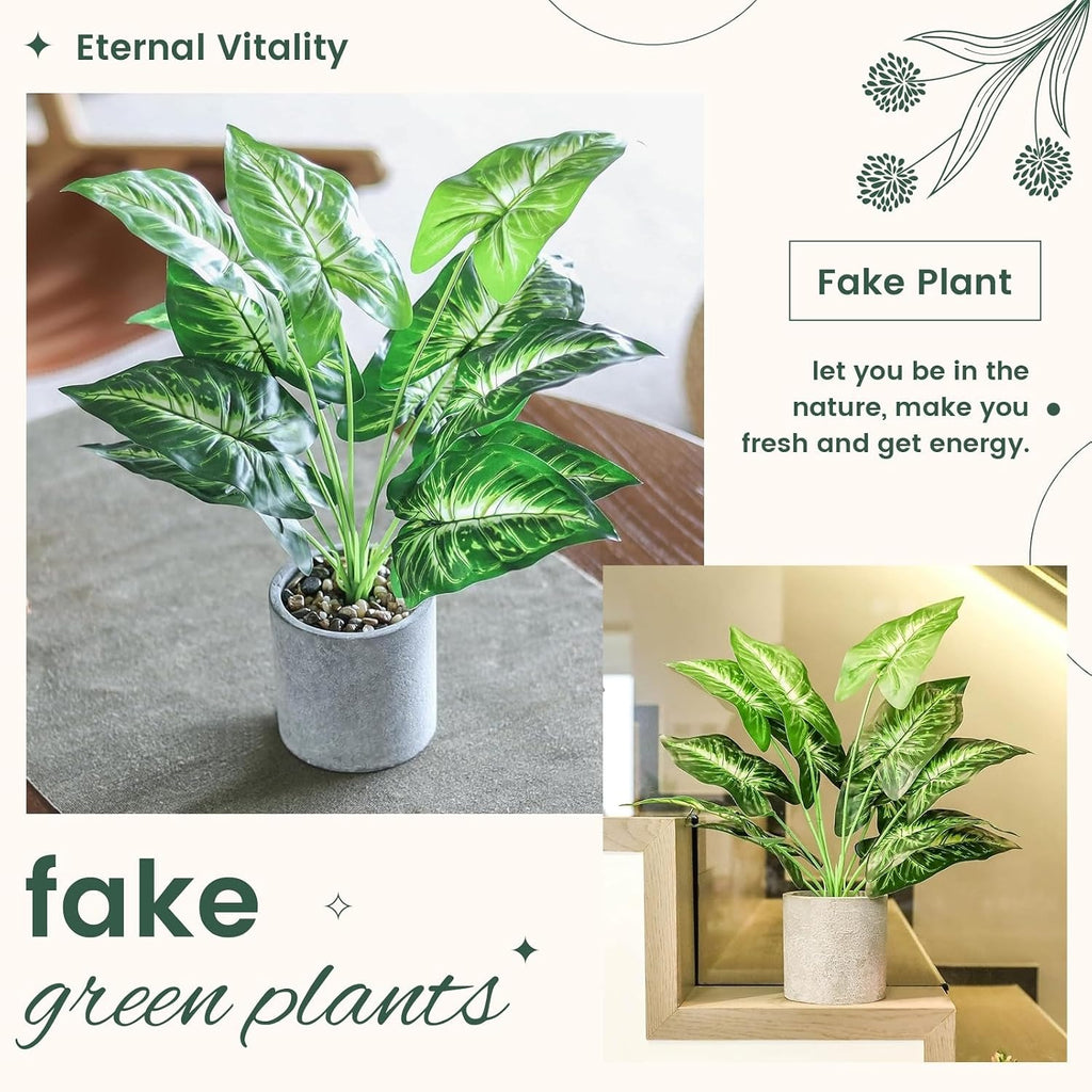 16" Sage Green Faux Plant | Small Artificial Plant for Office & Shelf Decor