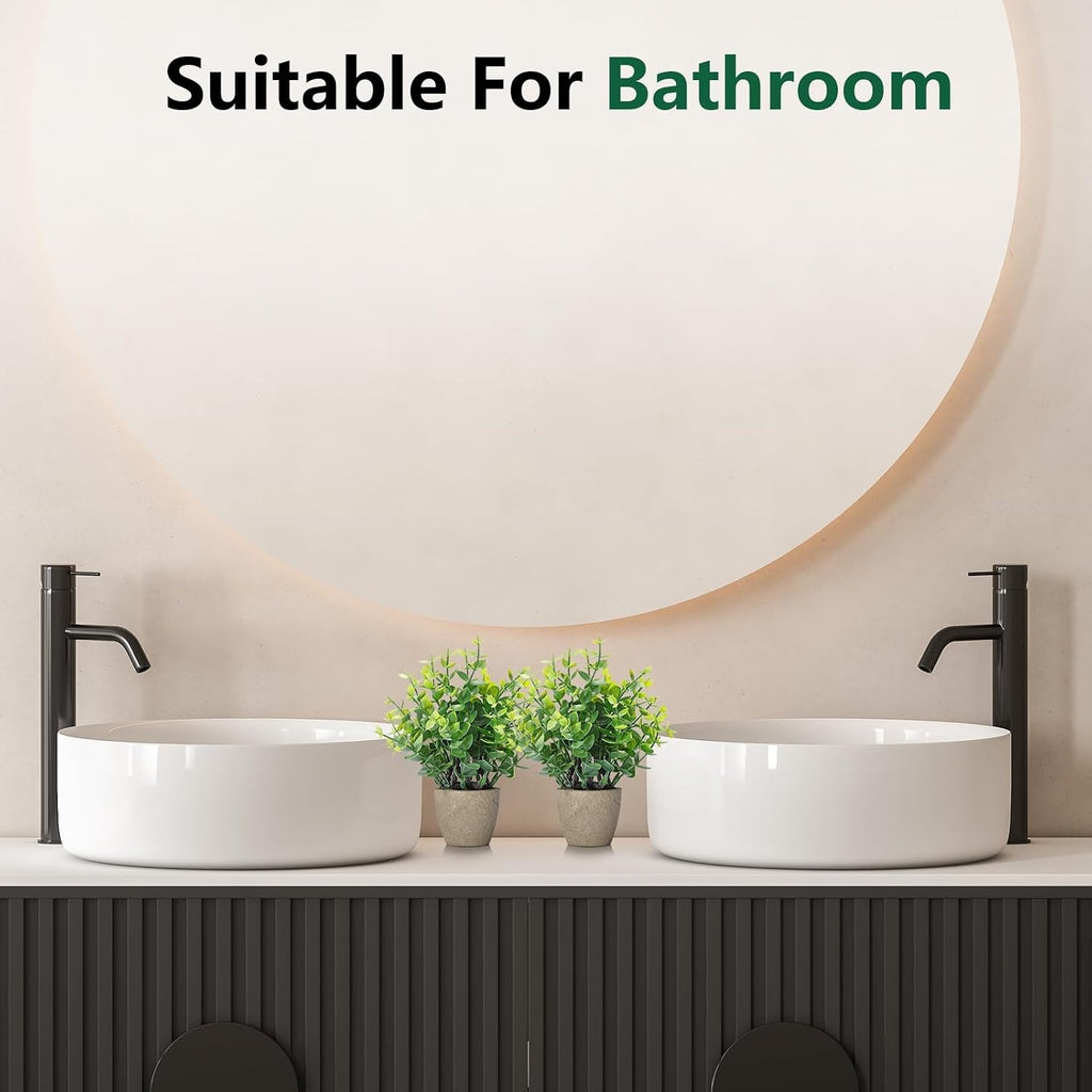 Mini Fake Plants, Set of 2 or 4 | Small Faux Potted Greenery for Bathroom & Desk Decor