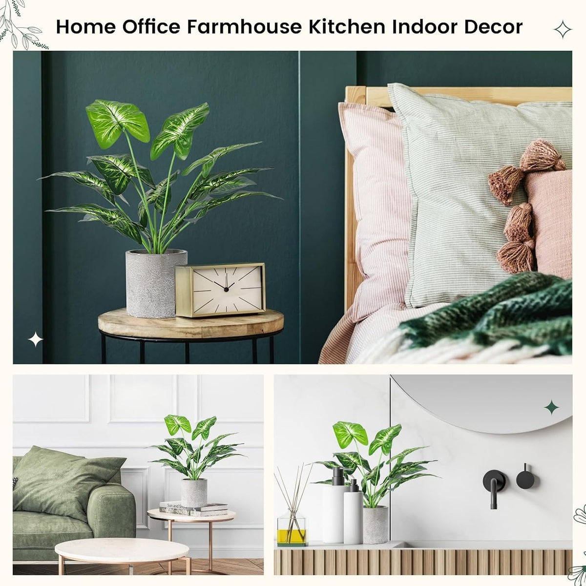 16" Sage Green Faux Plant | Small Artificial Plant for Office & Shelf Decor