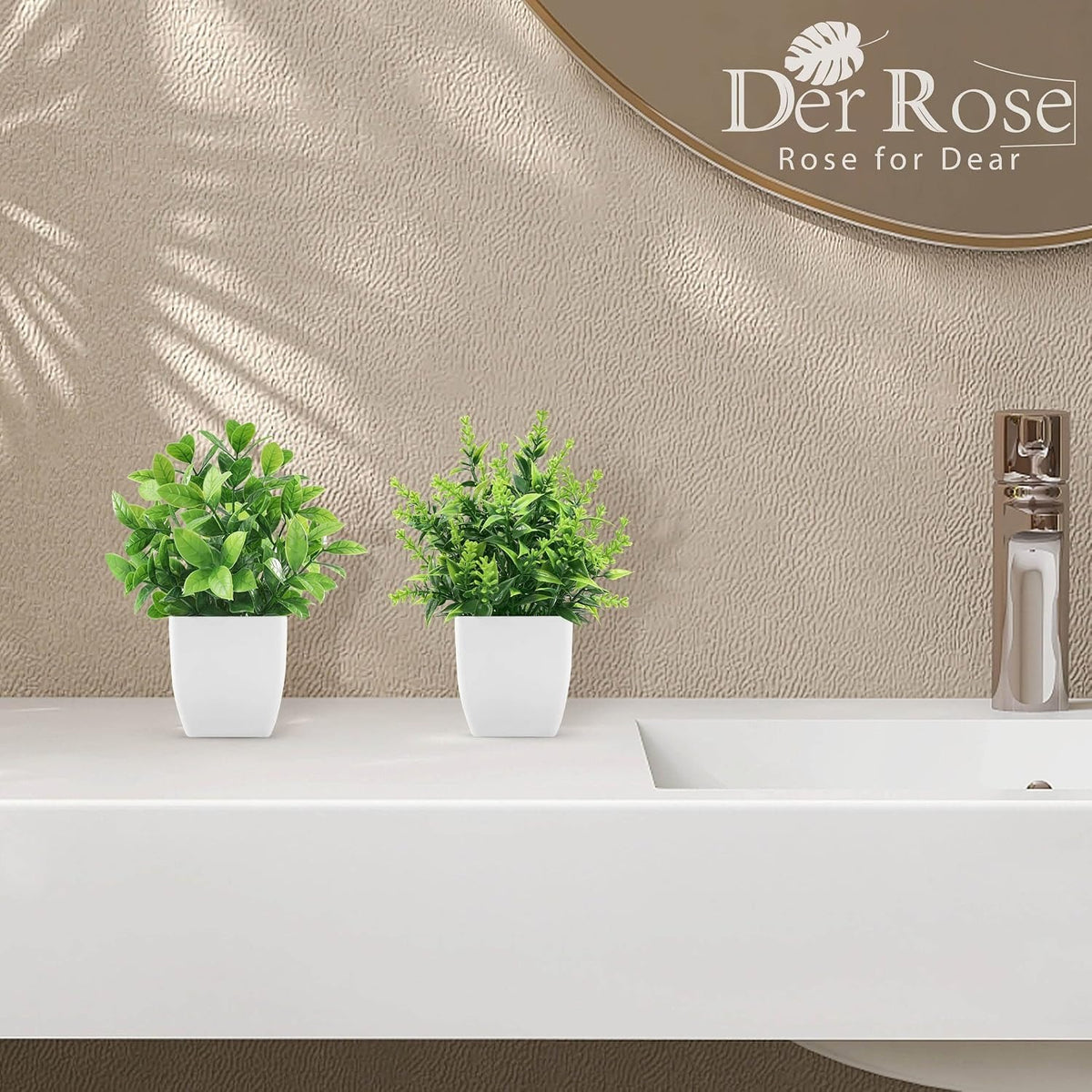 Small Fake Plants, Set of 2 | Faux Potted Indoor Plants for Desk & Office Decor