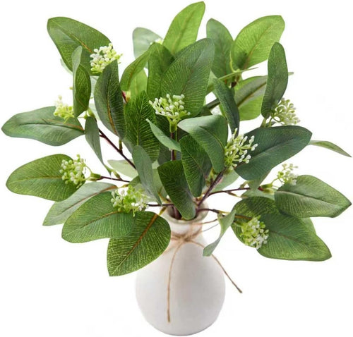 16" Artificial Indoor Plant with Black Ceramic Pot – Realistic Evergreen Faux Plant