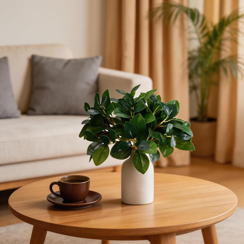 12" Artificial Eucalyptus Plant in Ceramic Vase – Small Faux Greenery for Desk, Shelf & Home Decor