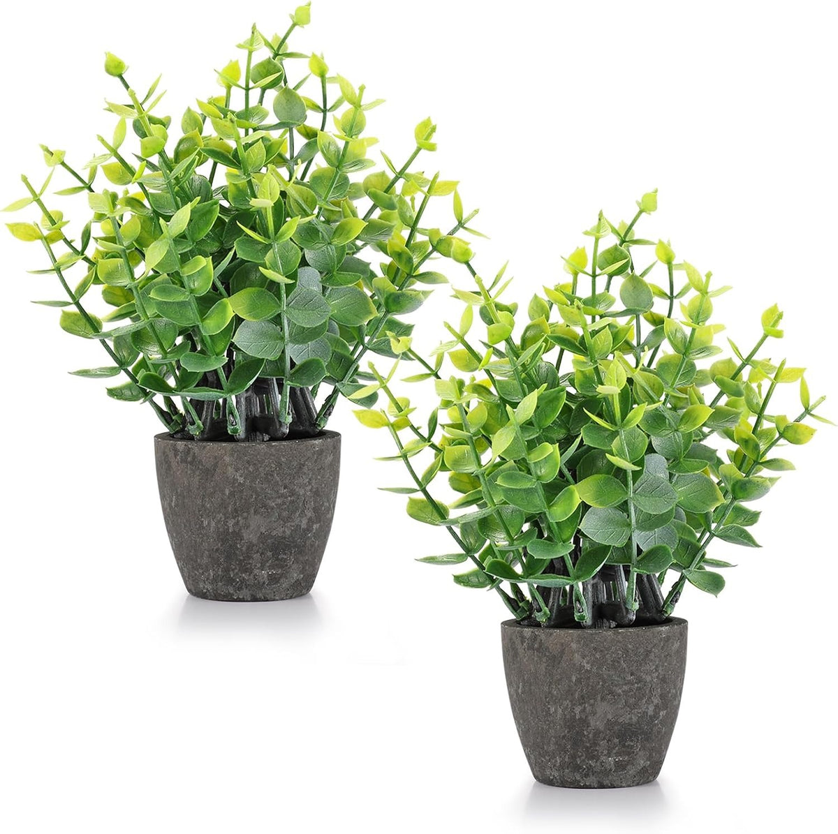 Mini Fake Plants, Set of 2 or 4 | Small Faux Potted Greenery for Bathroom & Desk Decor