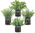 Small Fake Plants in Galvanized Pots, Set of 4 | Rustic Farmhouse Indoor Decor
