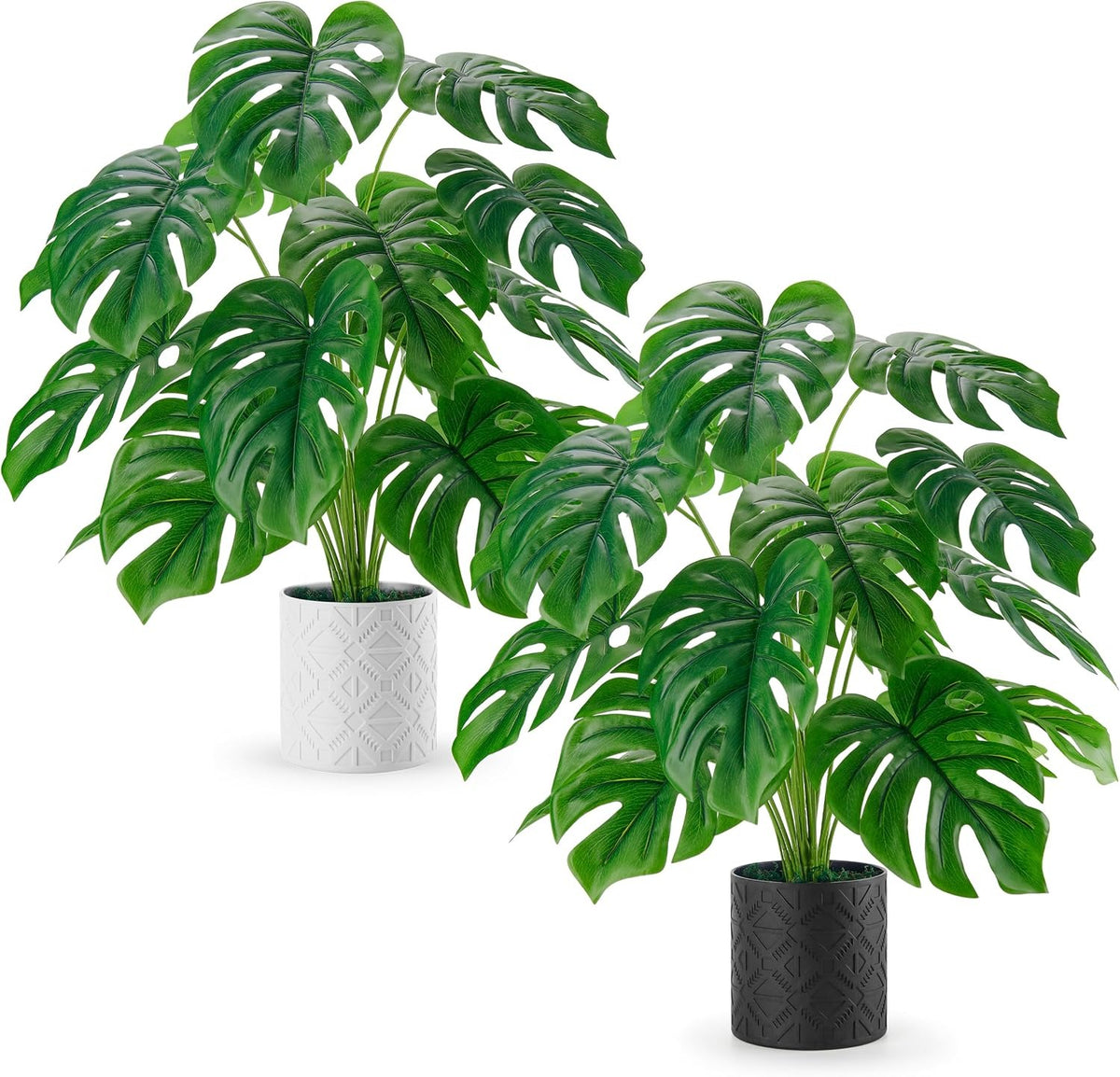 26" Fake Monstera Plant in Boho Pot | Faux Tropical Indoor Decor